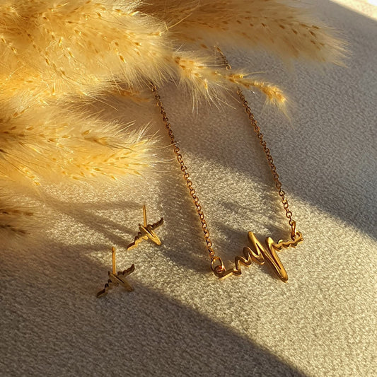 Muzieknoot Set Sieraden - Roestvrijstalen Ketting & Oorbel