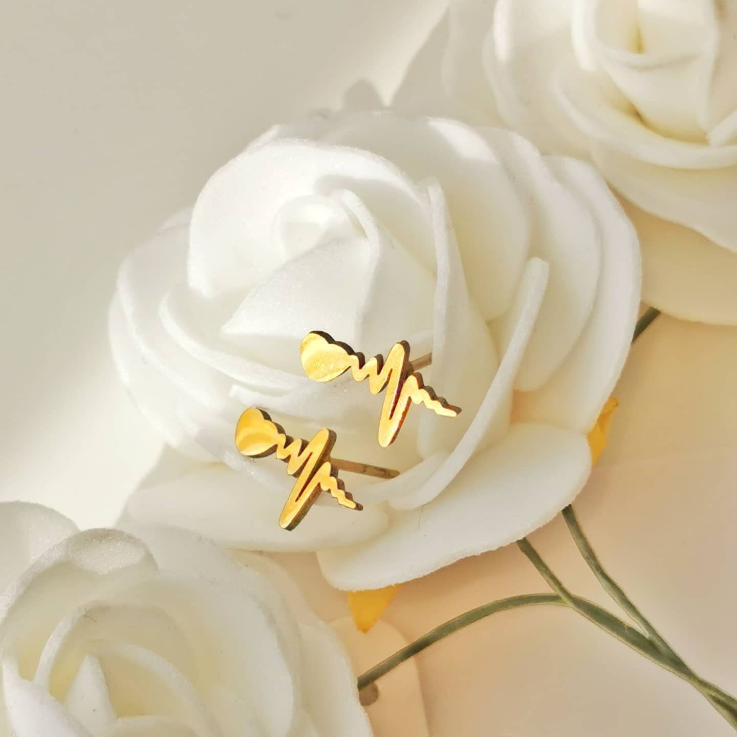 Heartbeat Sieraden Set - Roestvrijstalen Hartklopping Ketting + Oorbellen