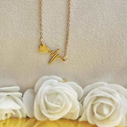 Heartbeat Sieraden Set - Roestvrijstalen Hartklopping Ketting + Oorbellen